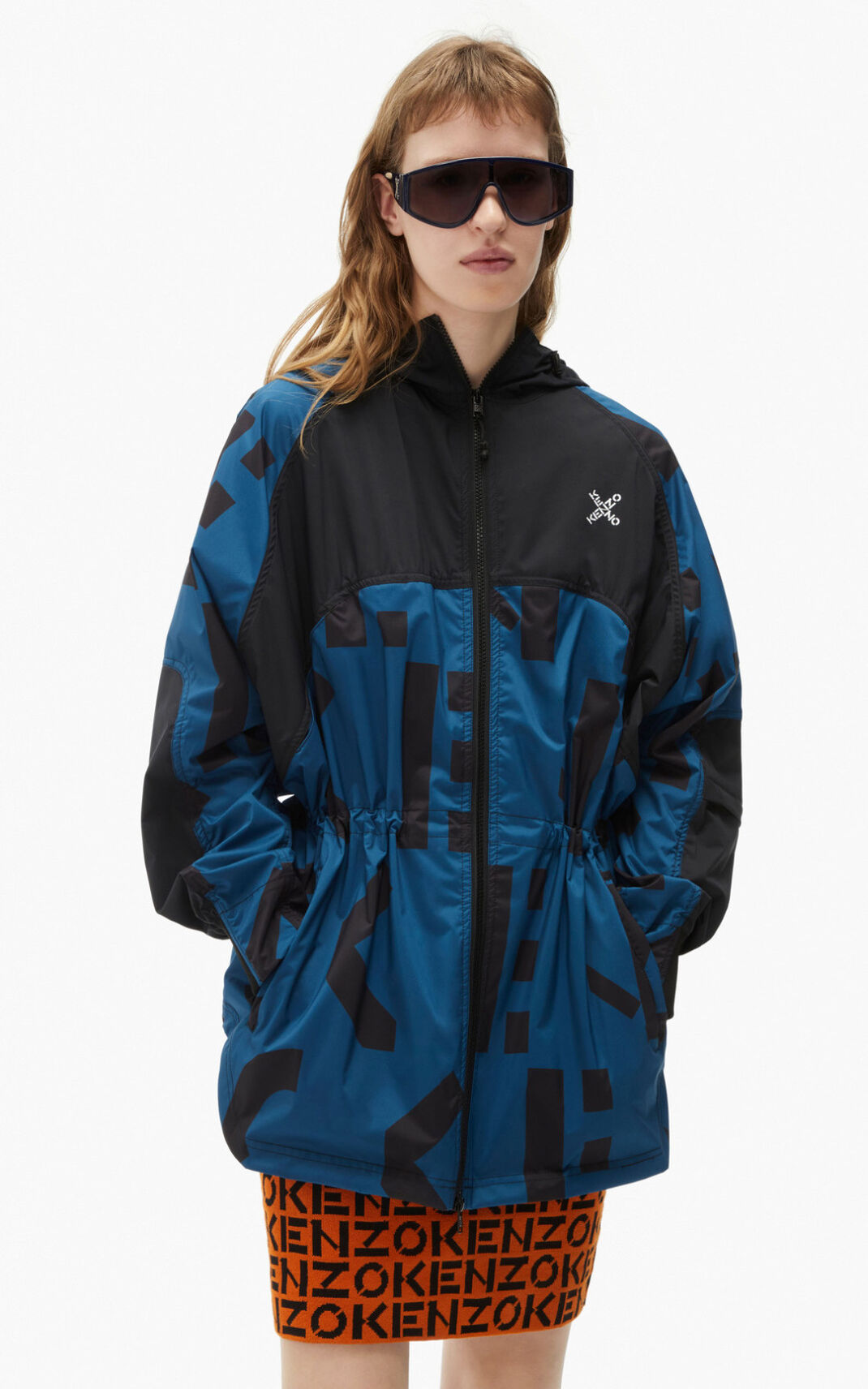 Kenzo Sport lightweight monogram Parka Női Sötét Kék | ID.753613